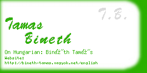 tamas bineth business card